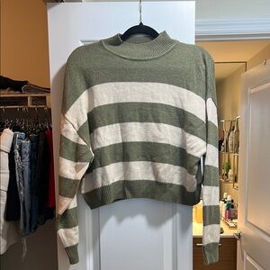 H&M Green & tan striped sweater